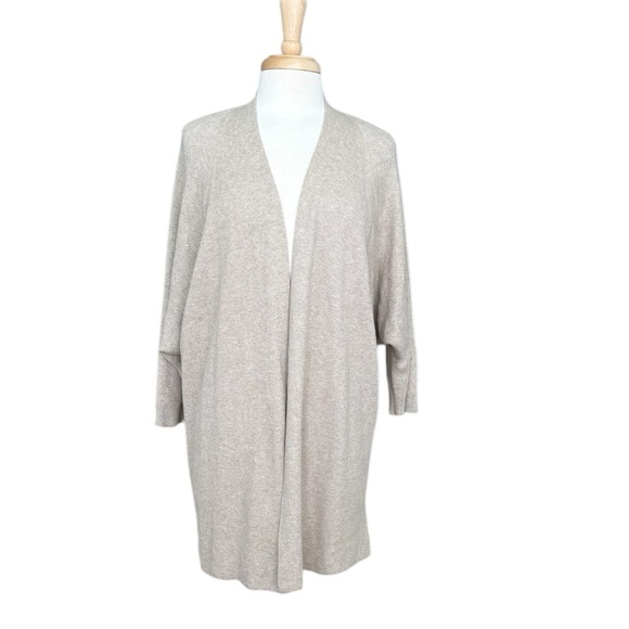 Pure Jill Cotton Cream Long Open-Front Cardigan Sweater Size Large - Picture 7 of 7